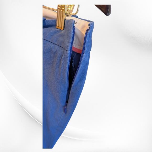 J Crew Navy Blue Stretch High Rise Cotton Blend Side Zip Ankle Length Pants - 4 - Picture 5 of 8